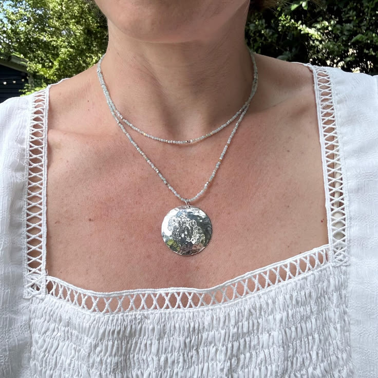 Handmade Amazonite beaded necklace featuring delicate pale b