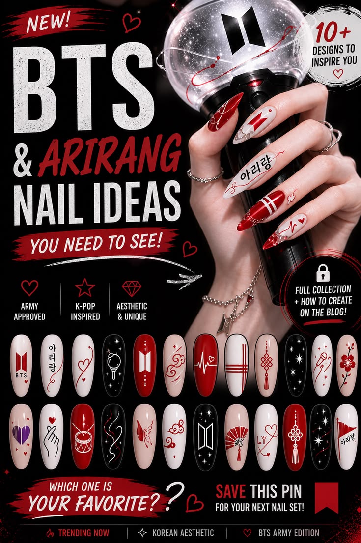 Planning your concert look? 🎤  These K-pop inspired nail des