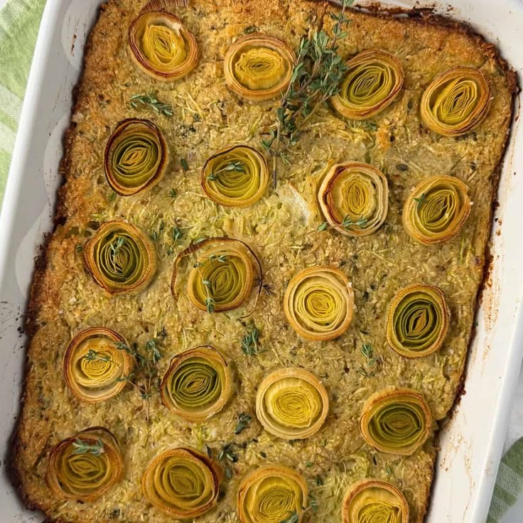 This savory Zucchini Kugel with potato, dill, and crispy lee