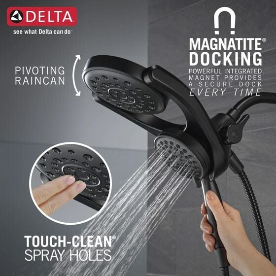 HydroRain® 4-Setting Two-in-One Shower Head in Champagne Bro