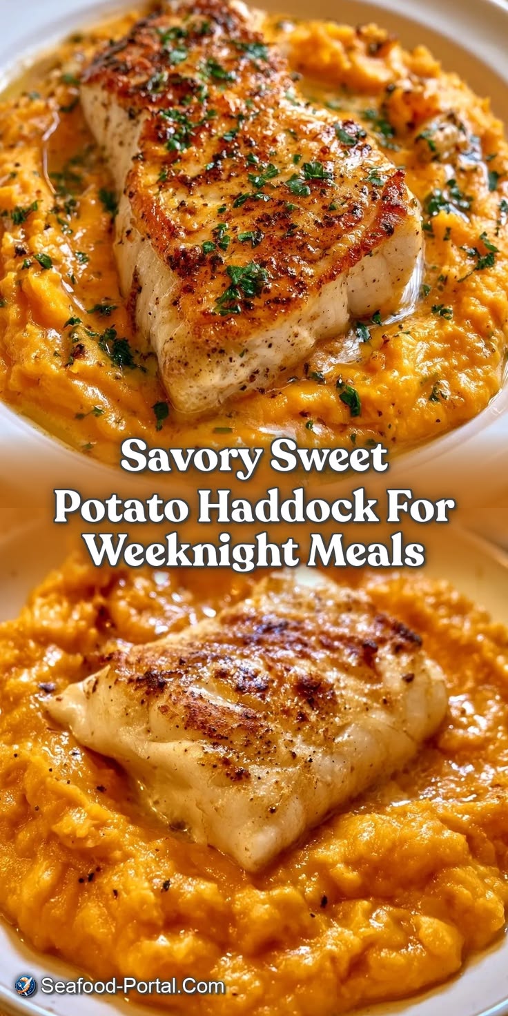 Enjoy a comforting meal featuring Baked Haddock Sweet Potato