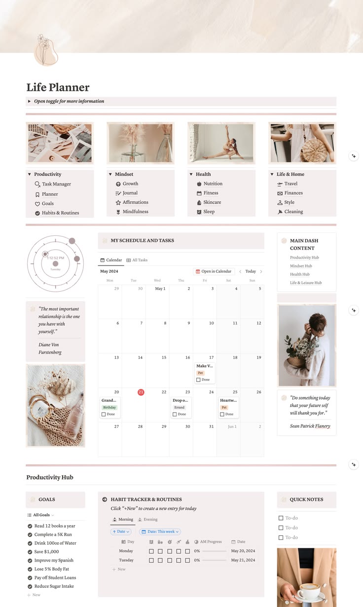 Download this that girl planner notion template, notion plr 
