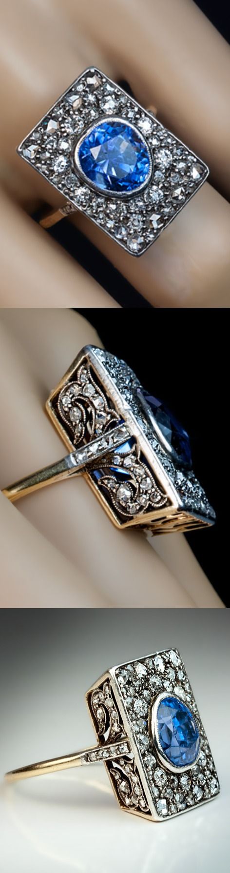 An Unusual Antique Sapphire and Diamond Engagement Ring circ
