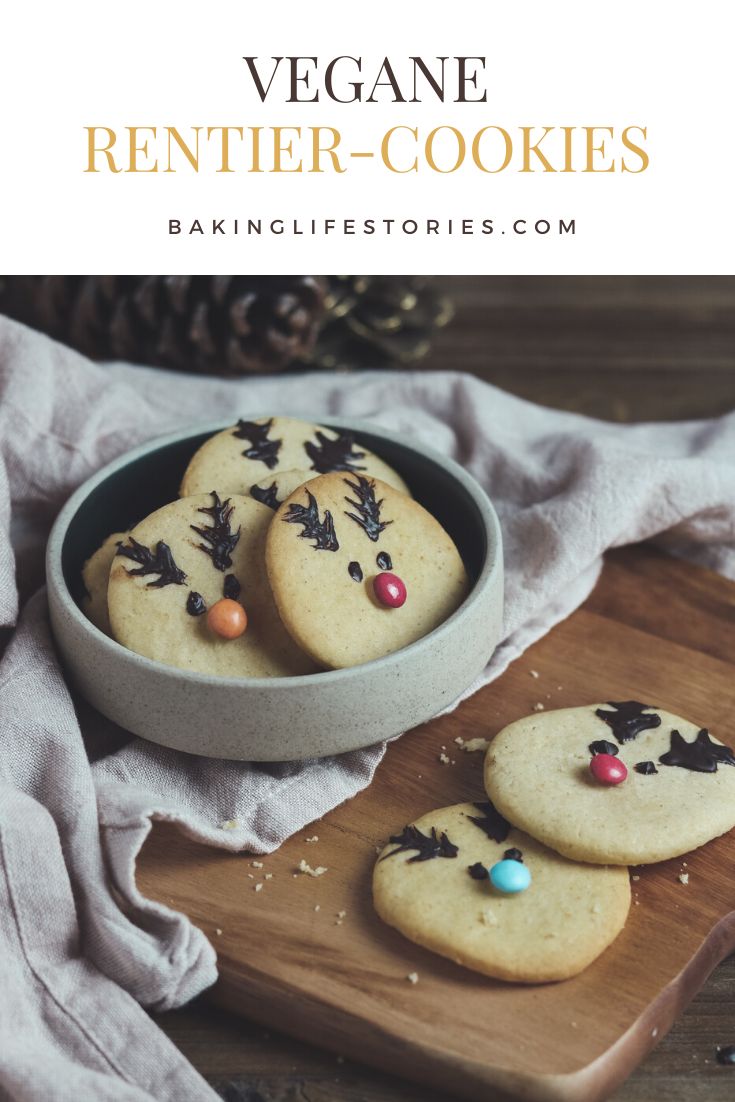 Rezept für vegane Weihnachtsplätzchen. Süße Rentier-Cookies 
