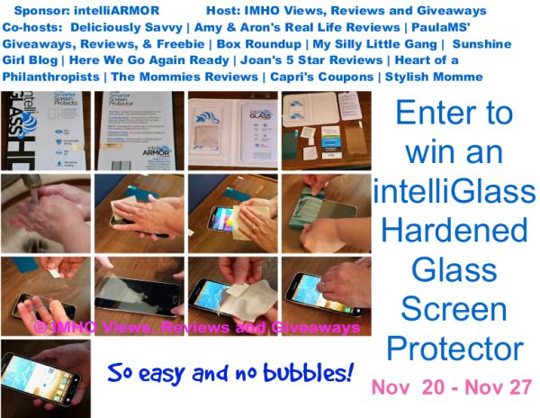 intelliGLASS Hardened Glass Screen Protector #Giveaway. ENDS