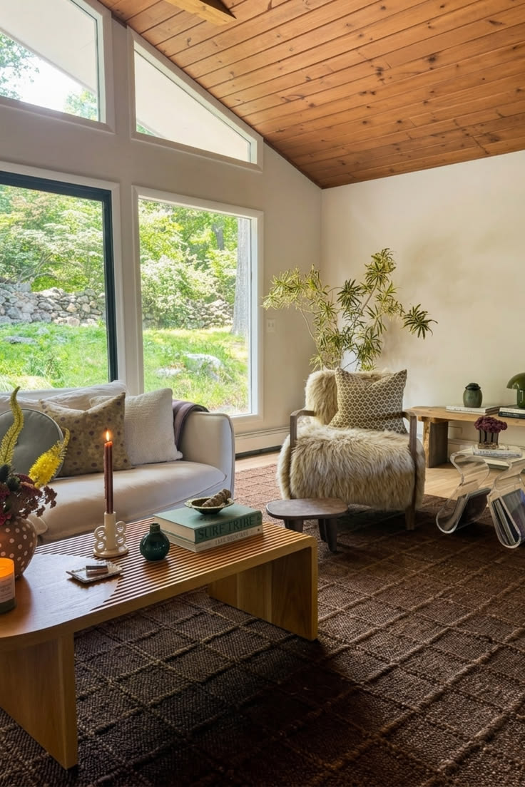 Warm wood, rich texture, and plenty of natural light make th