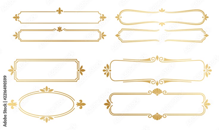 golden vintage frames and text dividers for elegant design d