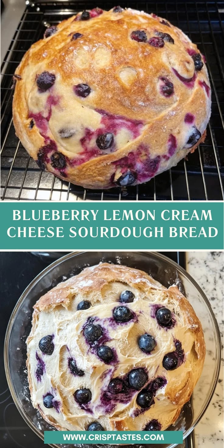 Blueberry Lemon Cream Cheese Sourdough Bread - Crisp Tastes