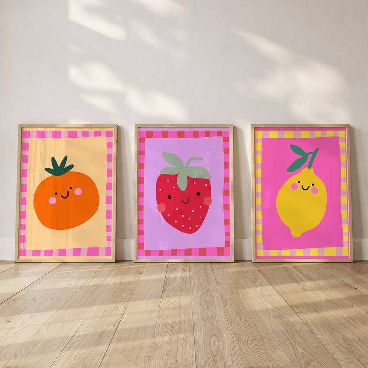 Fruit Nursery Wall Art Set - Colourful Printable Decor Add a