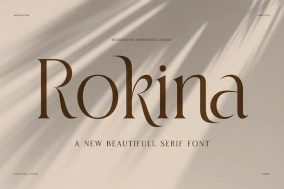 Rokina Serif Font is elegant, high-contrast curves with a ca