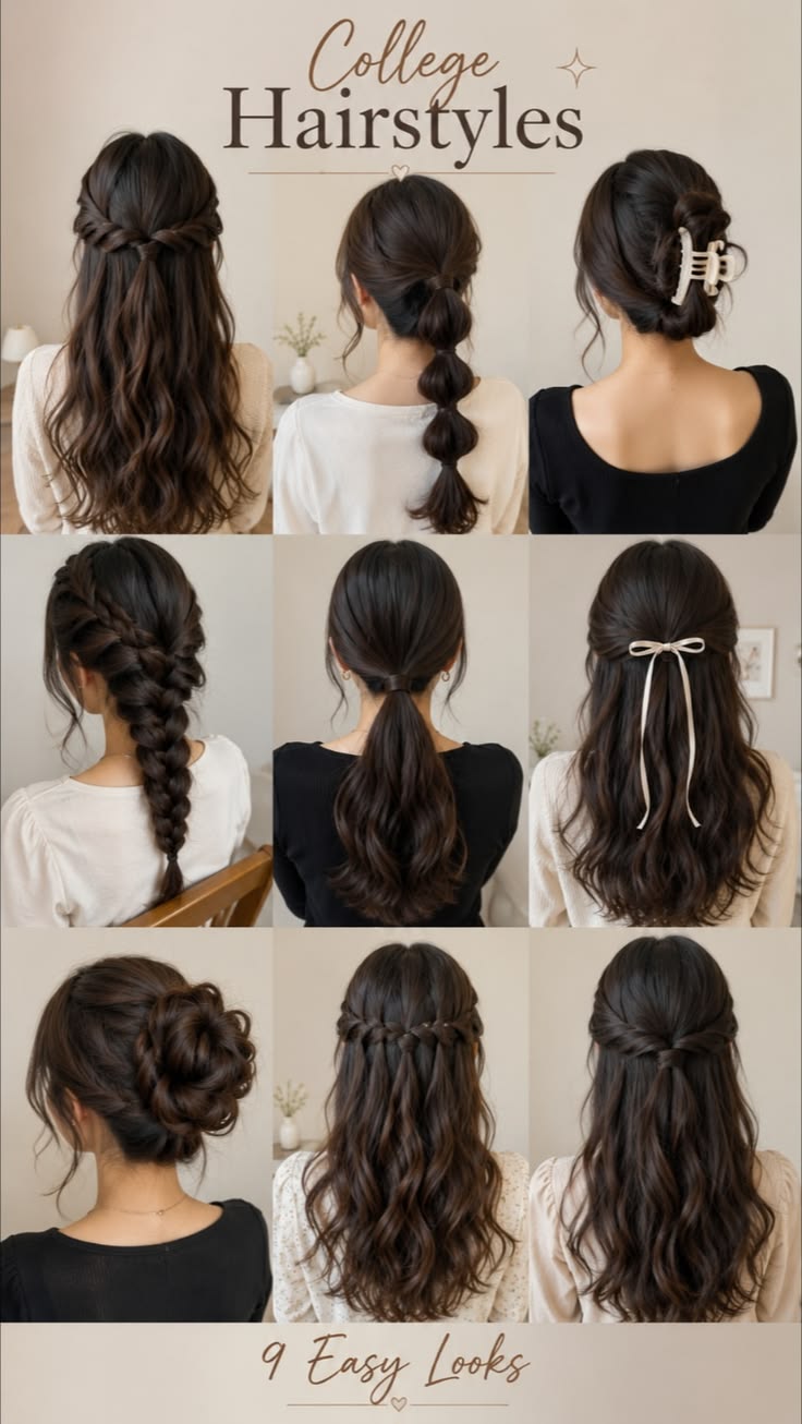 Save these easy and stylish hairstyle ideas for school, coll