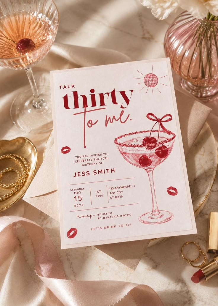30th Birthday Talk Thirty to Me Invitation, Editable Canva T