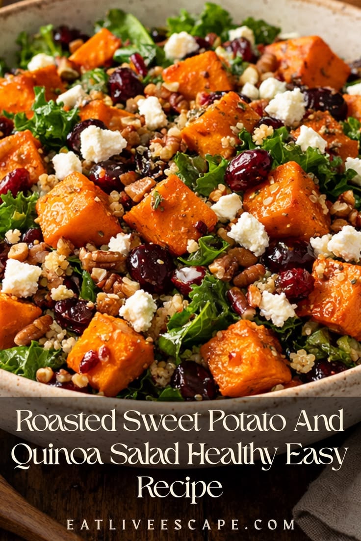 Enjoy a nourishing roasted sweet potato and quinoa salad mad