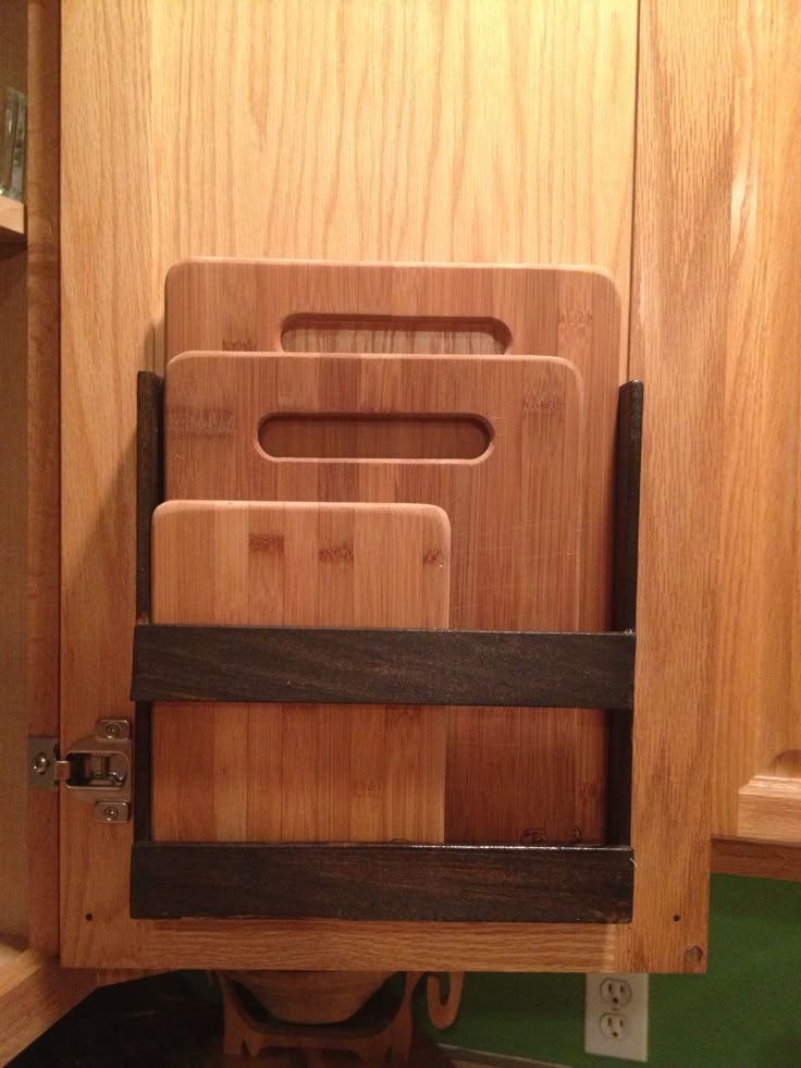 Homemade Inner-Cabinet Cutting Board Rack  Just took a long 