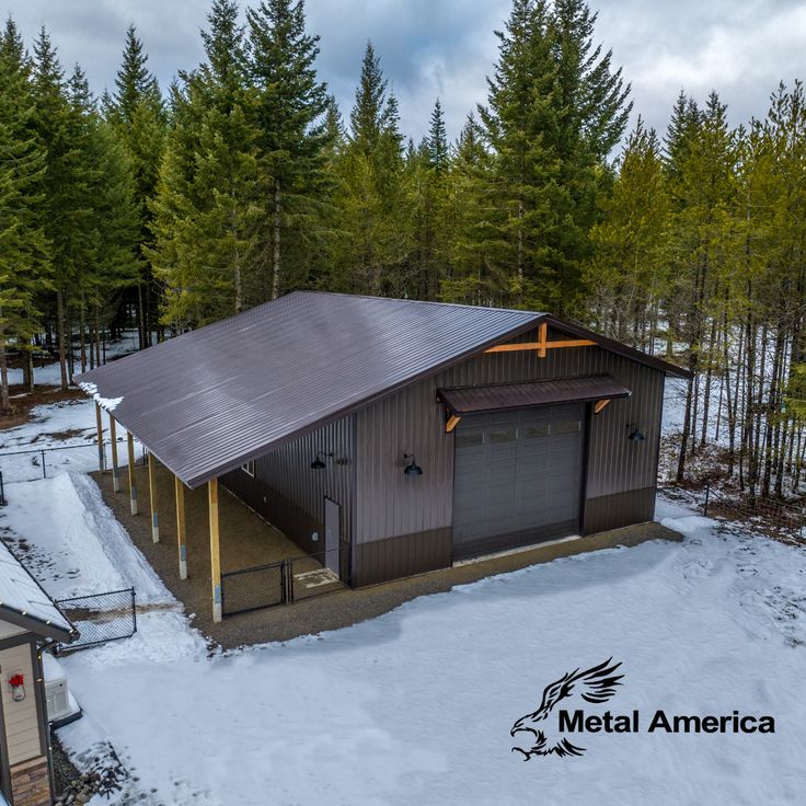 This shop and lean-to feature Burnished Slate siding with a 