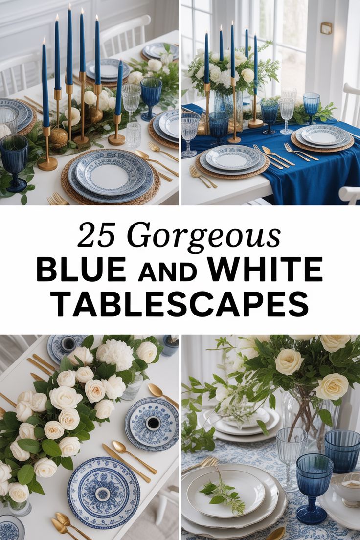 Create a dreamy dining experience with stunning blue and whi