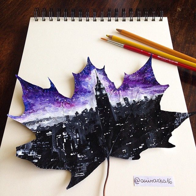 This 16-year-old artist uses fallen leaves to create stunnin