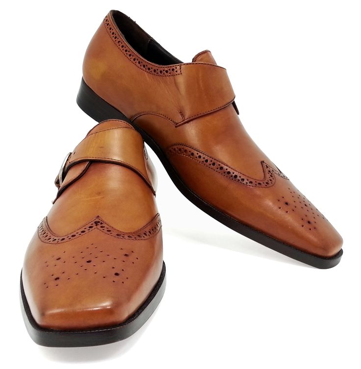 Honey Single Strap Monk Shoes With Wing Tip Only At J. L. Ro