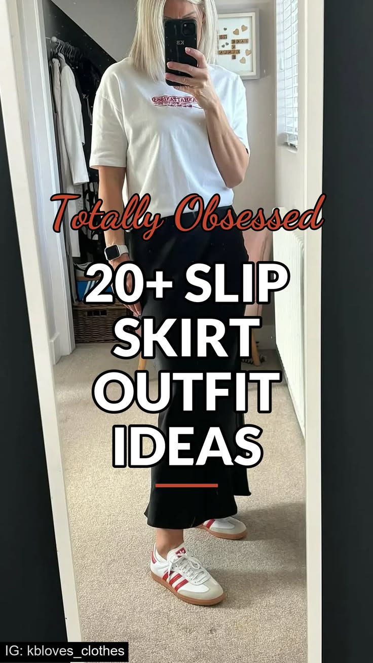 A cream cashmere sweater tucked into a Slip Skirt Outfit cre