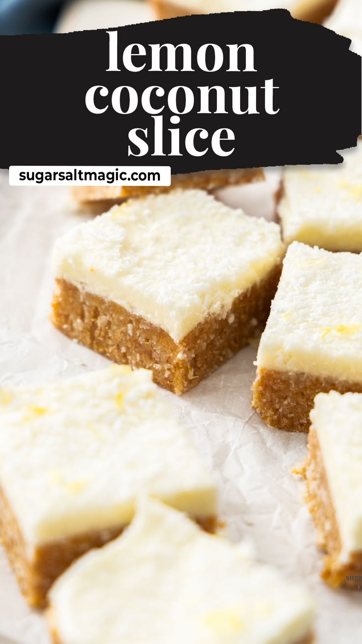 No bake lemon coconut slice is a classic. With a creamy lemo