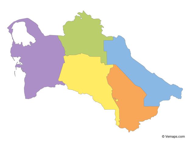 Multicolor Map of Turkmenistan with Regions | Free Vector Ma