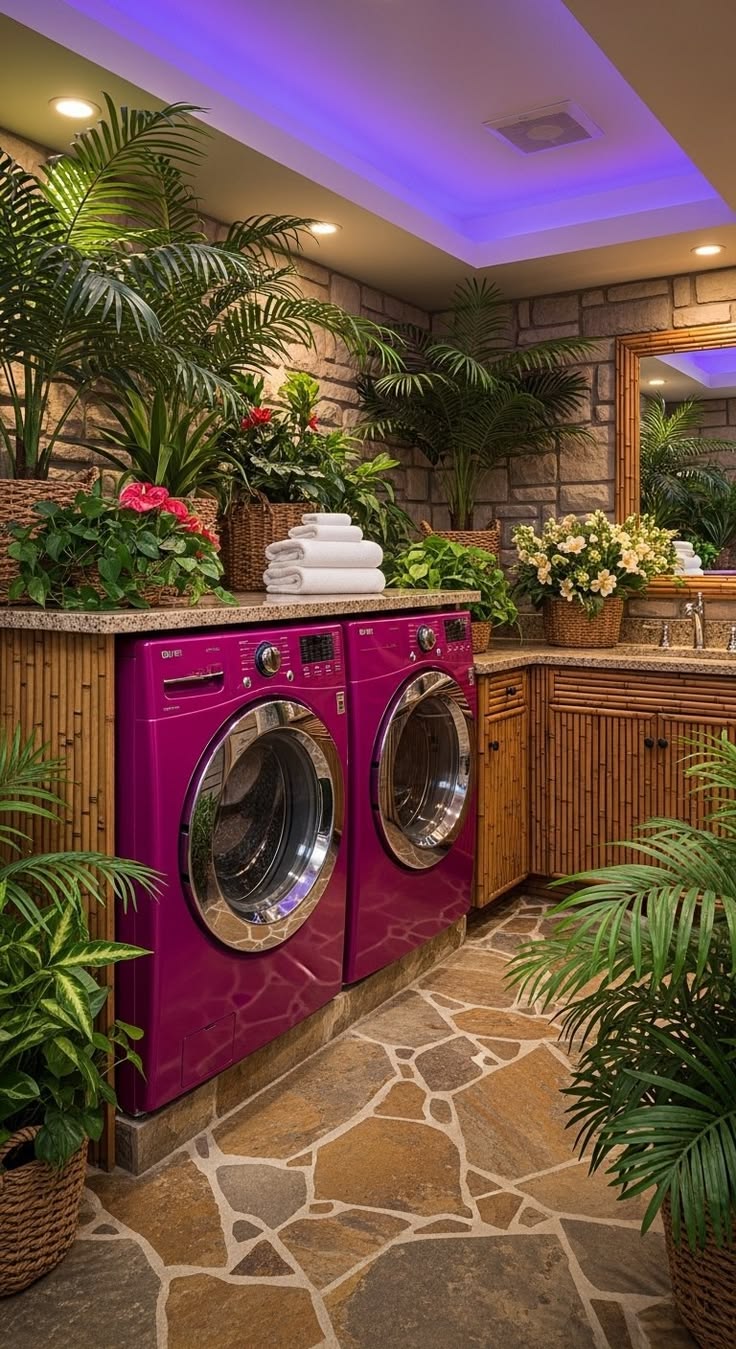 Dreaming of transforming your laundry room into a vibrant oa