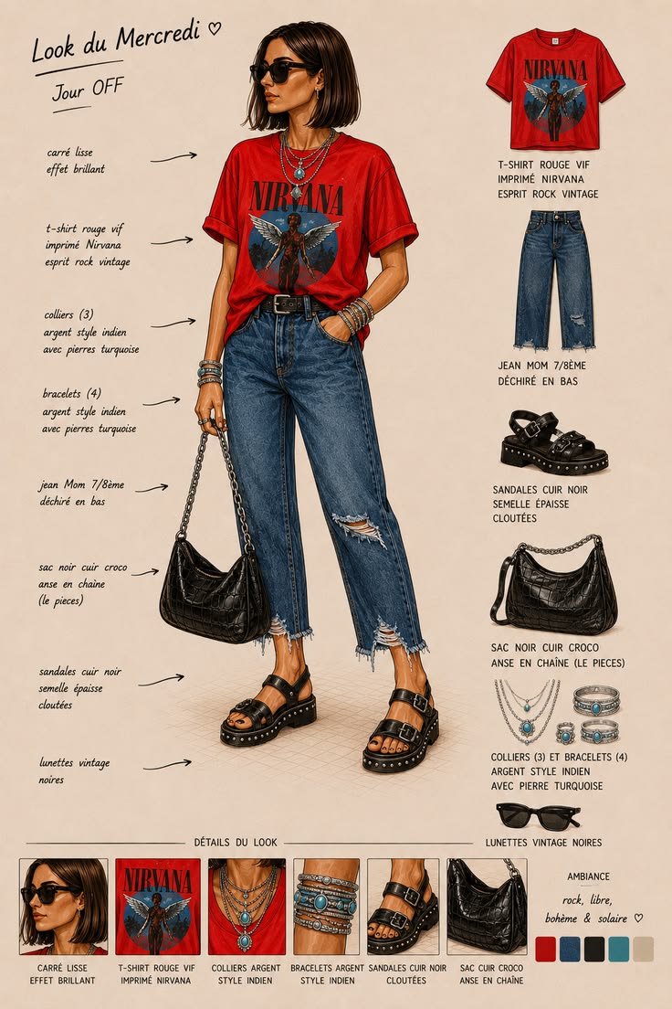 Red + denim + Nirvana @kiabi