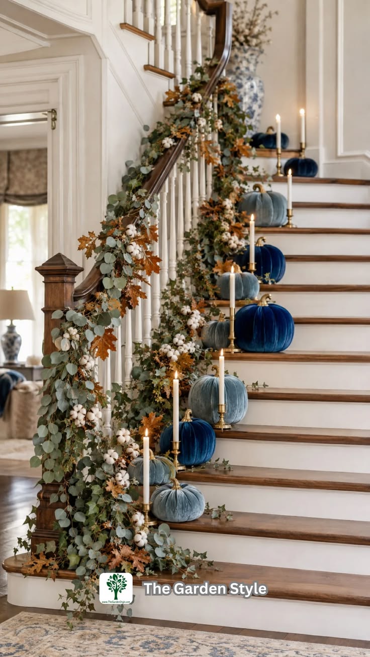 50 Blue and White Fall Decor Ideas for a Cozy Autumn Home - 