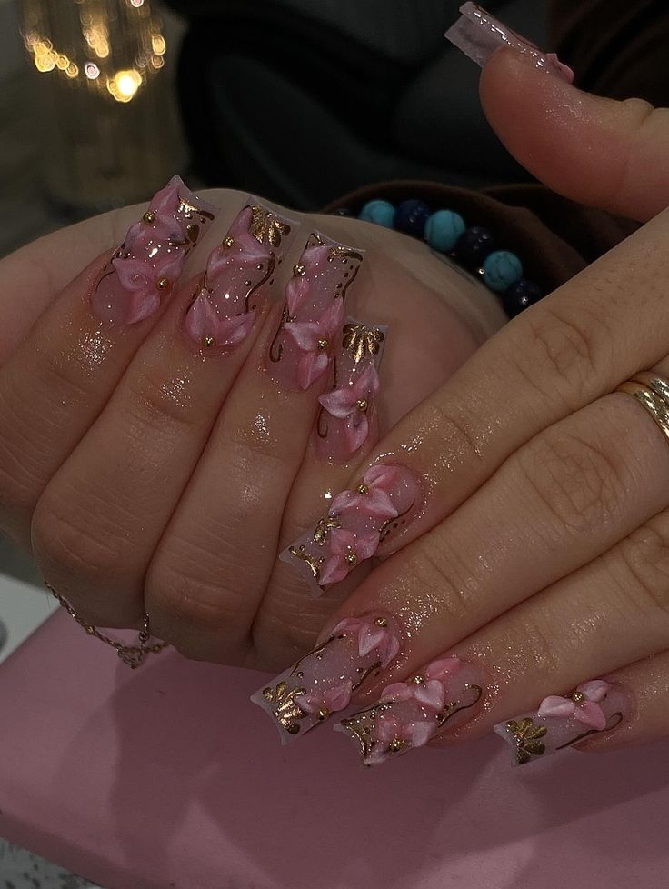 Pink 3D Floral MiiouNailArt bring soft elegance and playful 