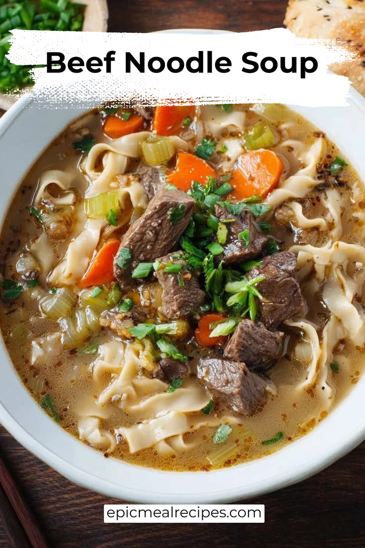 Warm up with a bowl of savory beef noodle soup, perfect for 