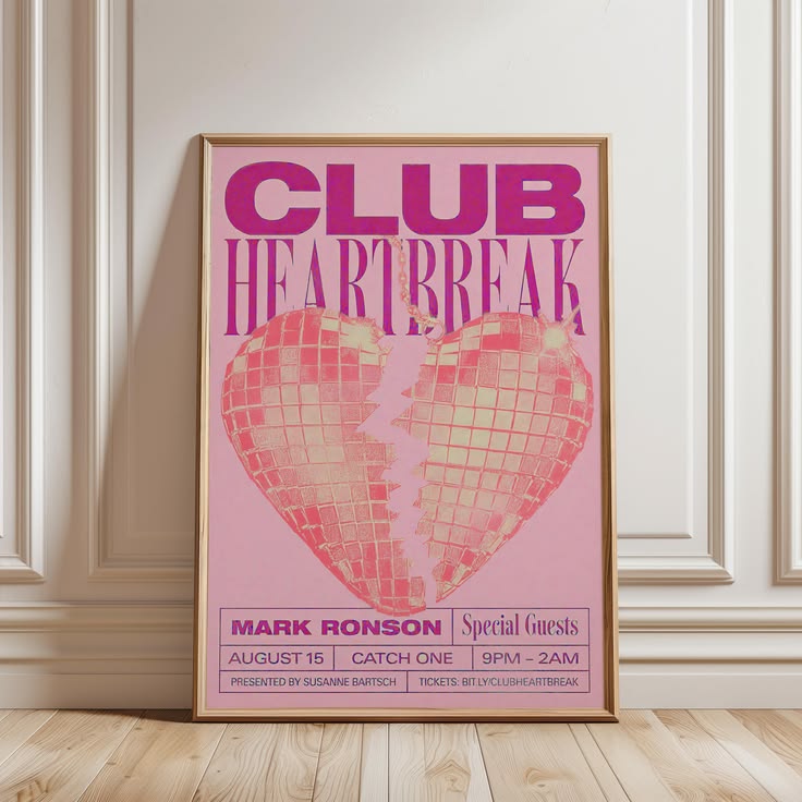 Club Heartbreak Wall Art, Disco Heart Poster