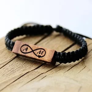 Personalized Wood Bracelet, Infinity Bracelet, Birthday Gift