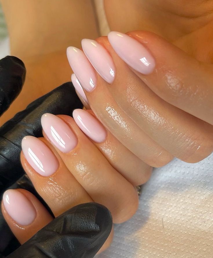pink simple nails soft glam clean look glossy finish minimal