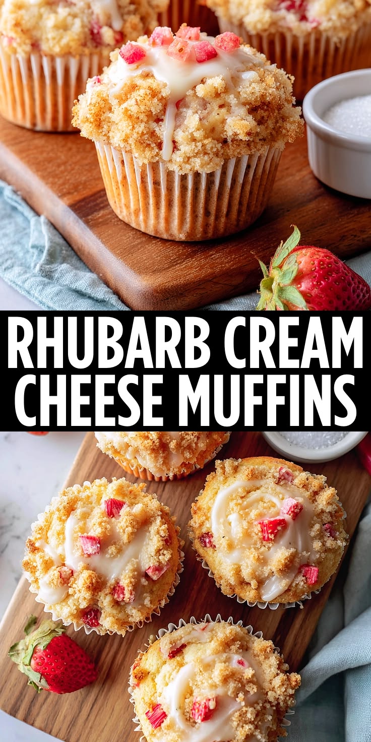 These Irresistible Rhubarb Muffins with Cream Cheese are so 
