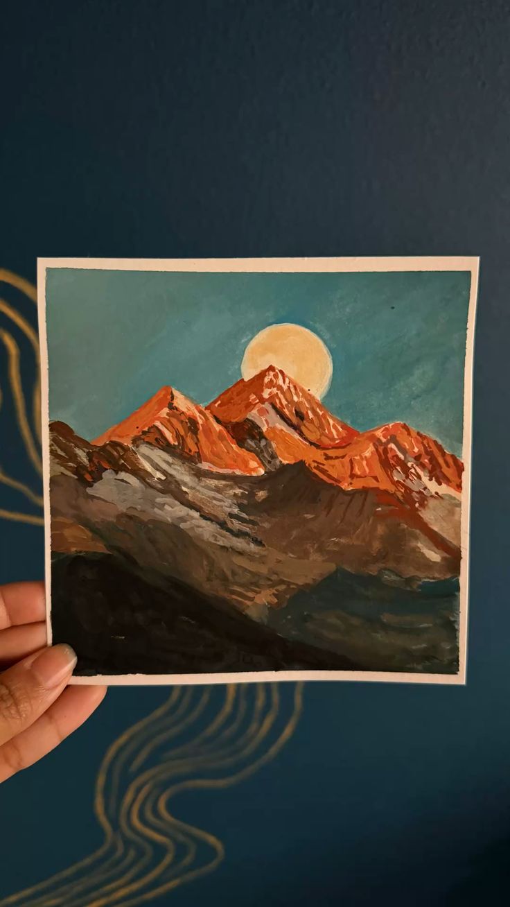 Mountain view gouache painting process #mountainview #painti