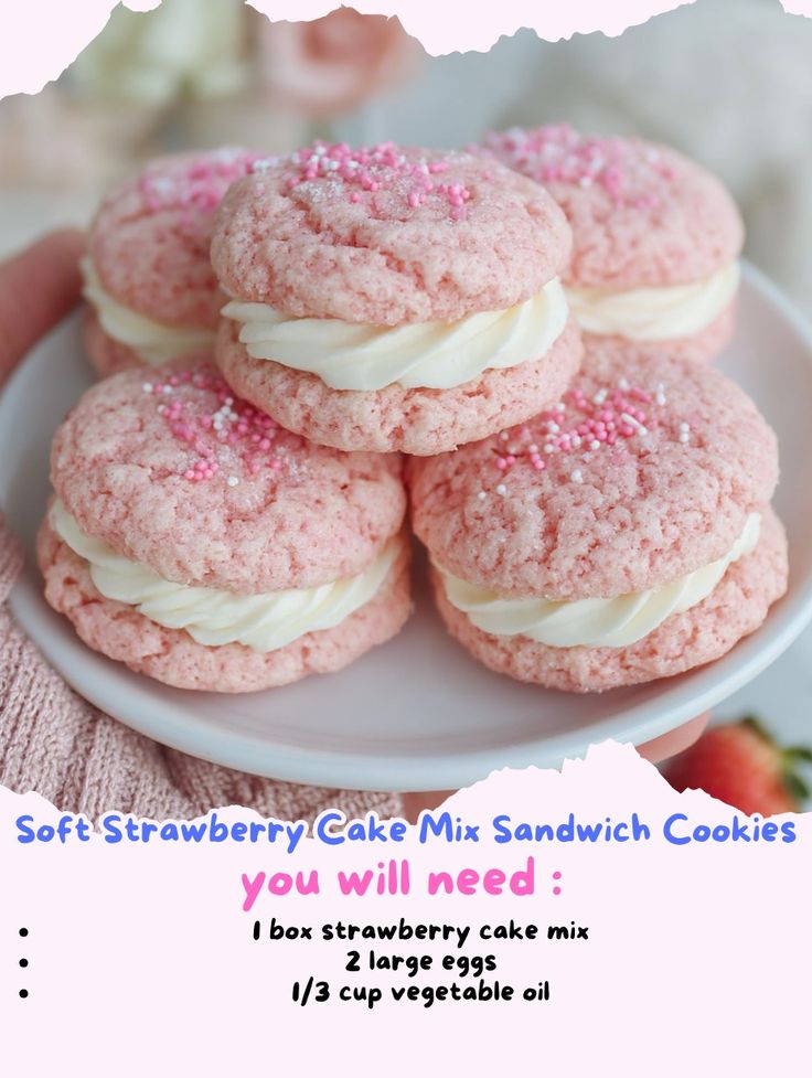 Tasty - Soft Strawberry Cake Mix Sandwich Cookies  Ingredien