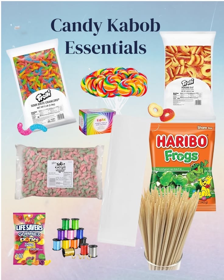 The options for candy kabobs are endless. Varying colors, te