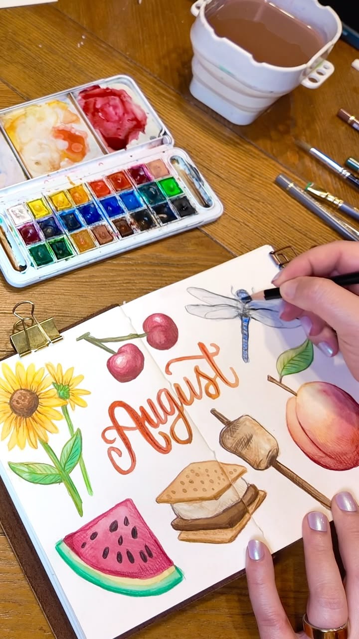 Let’s paint August things! 🌻
.
Day 120 of #365paintings 
Day