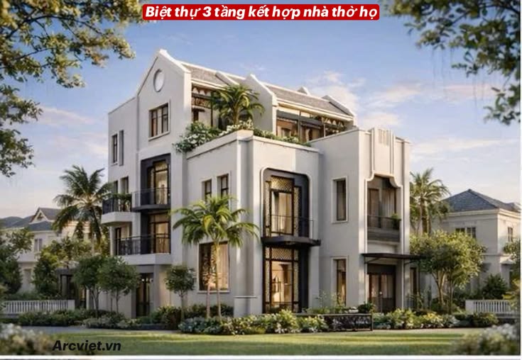 Biệt thự 3 tầng kết hợp nhà thờ họ