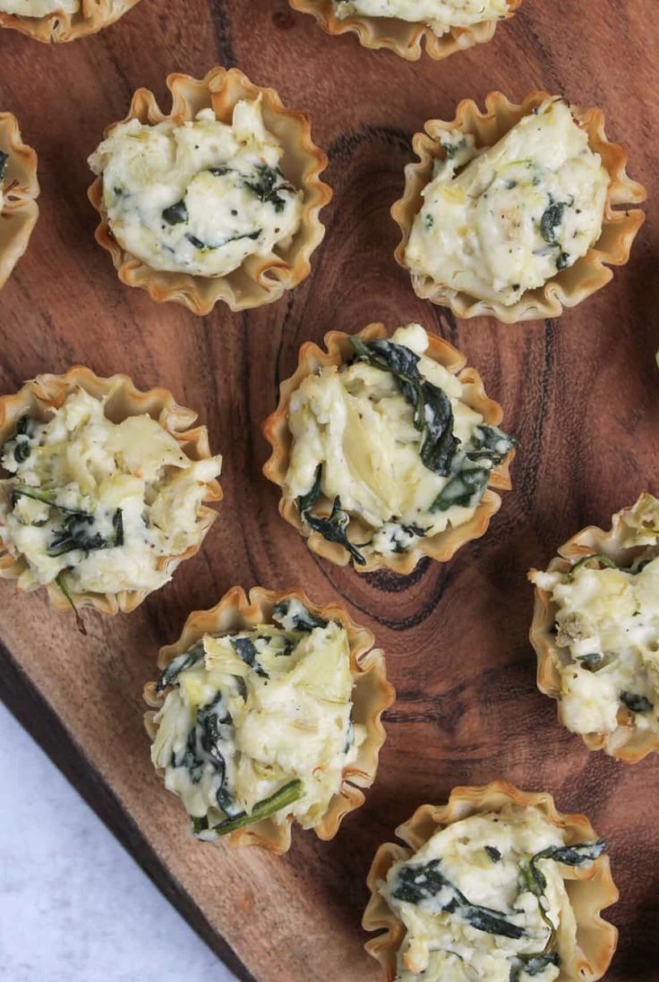 Spinach Artichoke Dip Phyllo Cups Platter