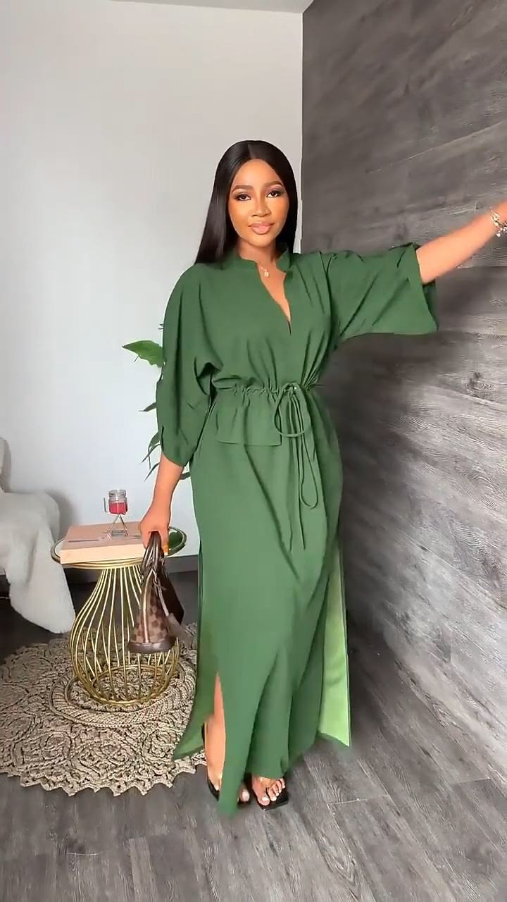 Summer casual side slit work dress