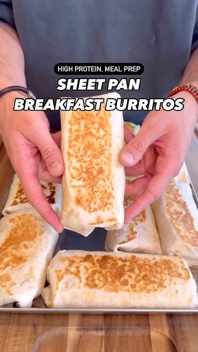 Macro-Friendly, High Protein Sheet Pan Breakfast Burritos #s