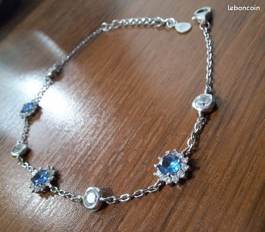 Bracelet en argent 925 et oxydes bleu 🎁