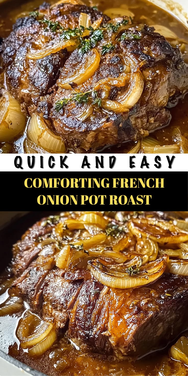Get your new favorite French Onion Pot Roast recipe here; it
