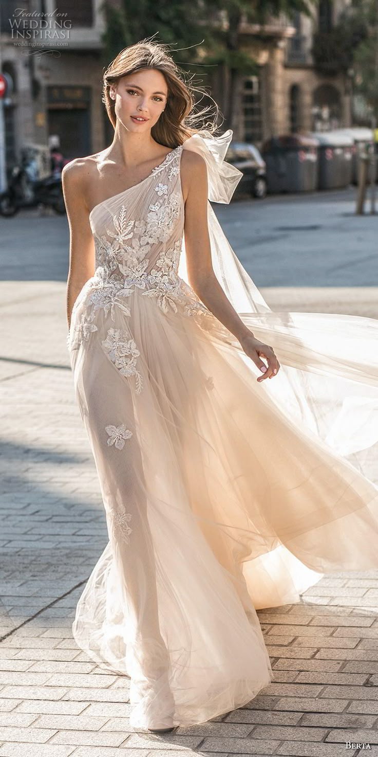 berta fall 2019 muse bridal one shoulder asymmetrical neckli