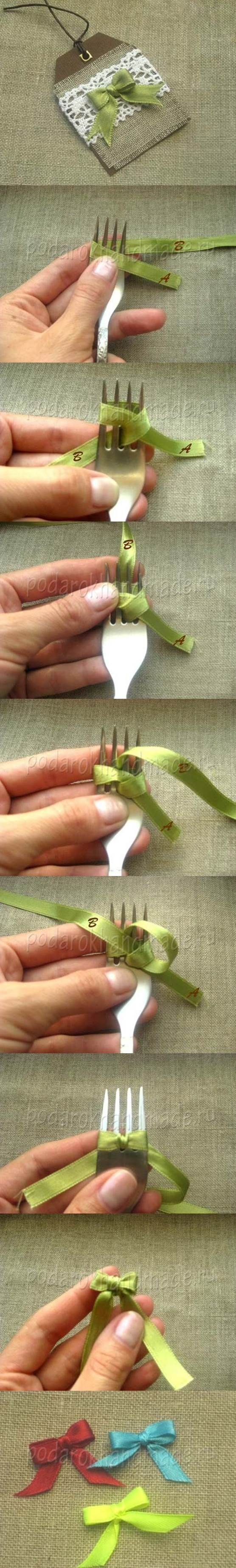 DIY Satin Ribbon Bow with a Fork | iCreativeIdeas.com LIKE U