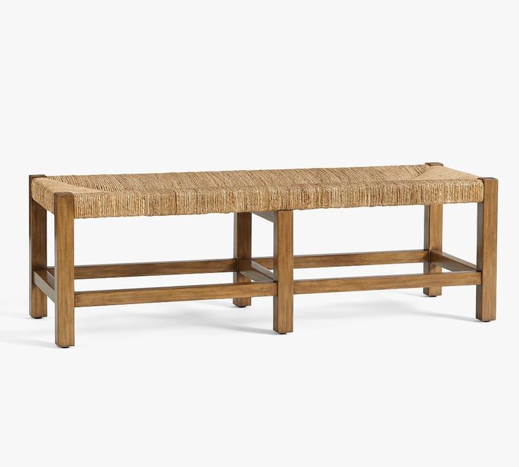 Malibu Woven Backless Bench, Honey, 52"L | Pottery Barn