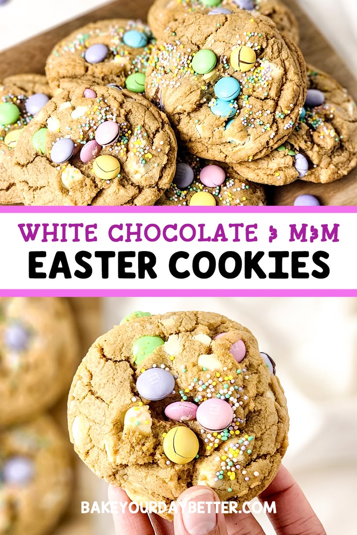These Easter cookies are bursting with pastel M&M’s, creamy 