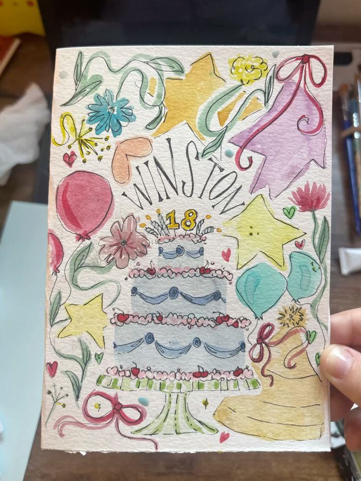 Colorful Watercolor Birthday Card made for my repulsive ex b