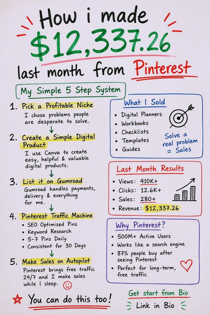 grow in Pinterest and sell digital products like I do. 

dig
